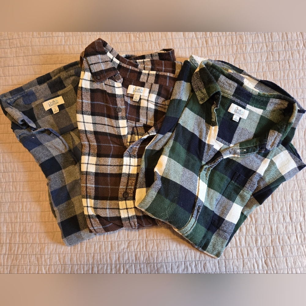 Men's Croft & Barrow Size Large Lot Of 3 Flannel Long Sleeve Shirts